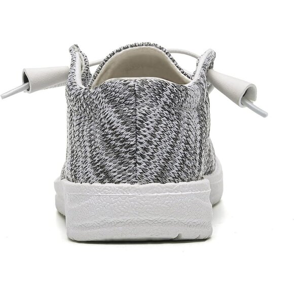 Women's Light Gray Casual Slip On Deck Canvas Loafers Sneakers Boot Shoes - Picture 4 of 7